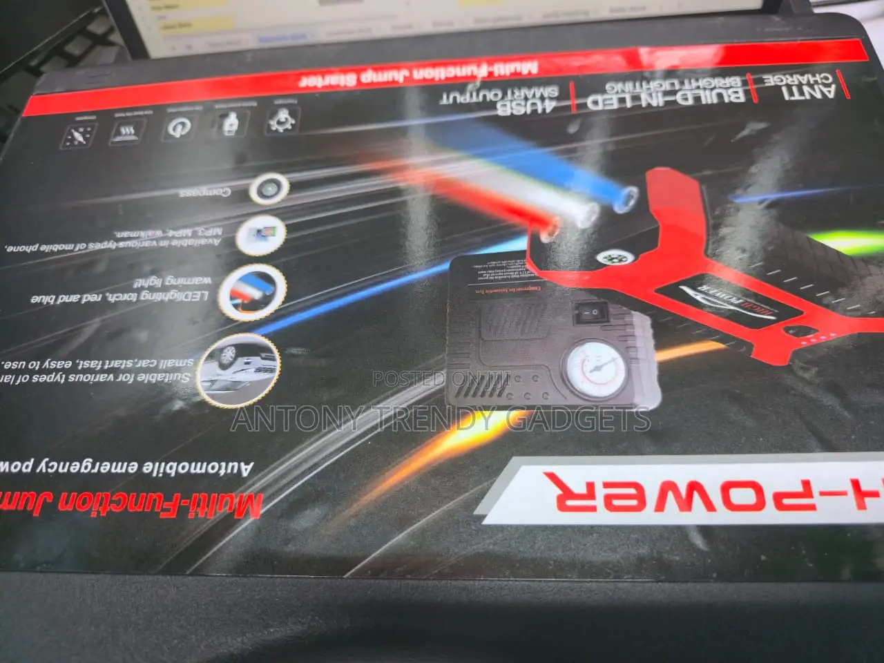 Portable Car Jump Starter Kit With Air Compressor
