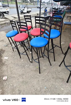 Restaurants High Stools Seats, Blue and Red