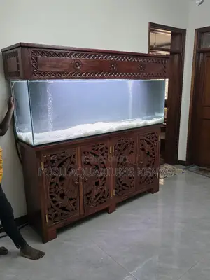Romantic Mood Lighting Aquarium With Wood Finish