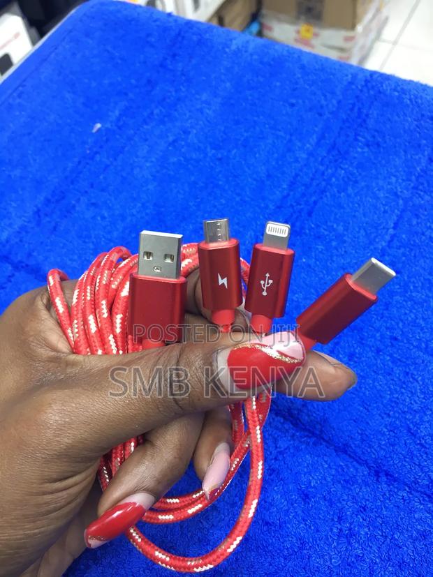 3 In 1 Charging Data Red Cable - thumbnail 3