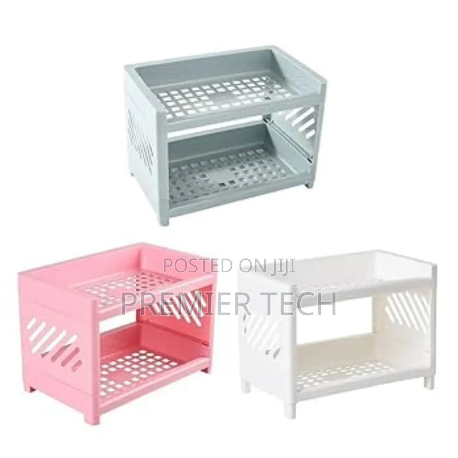 *24x15x18cm Plastic Detachable 2 Layer Desktop Organizer Tray