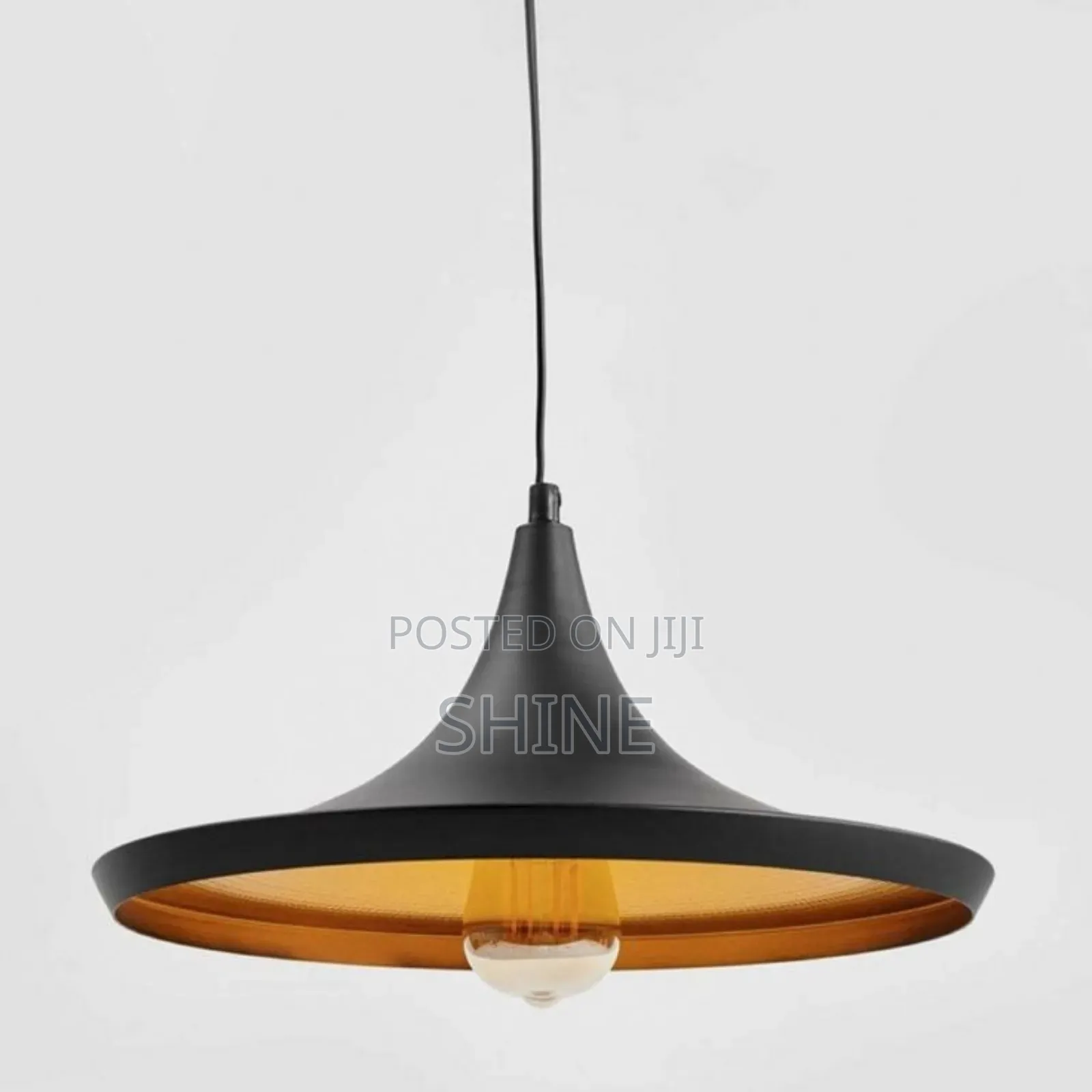 Flat Hat Black Gold Pendant Light