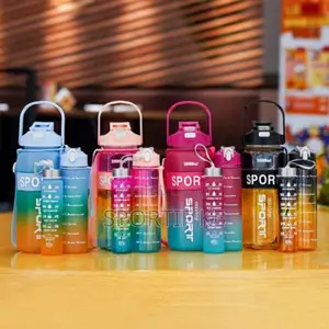Portable 3 In1 Sports Gradient Water Bottle Set