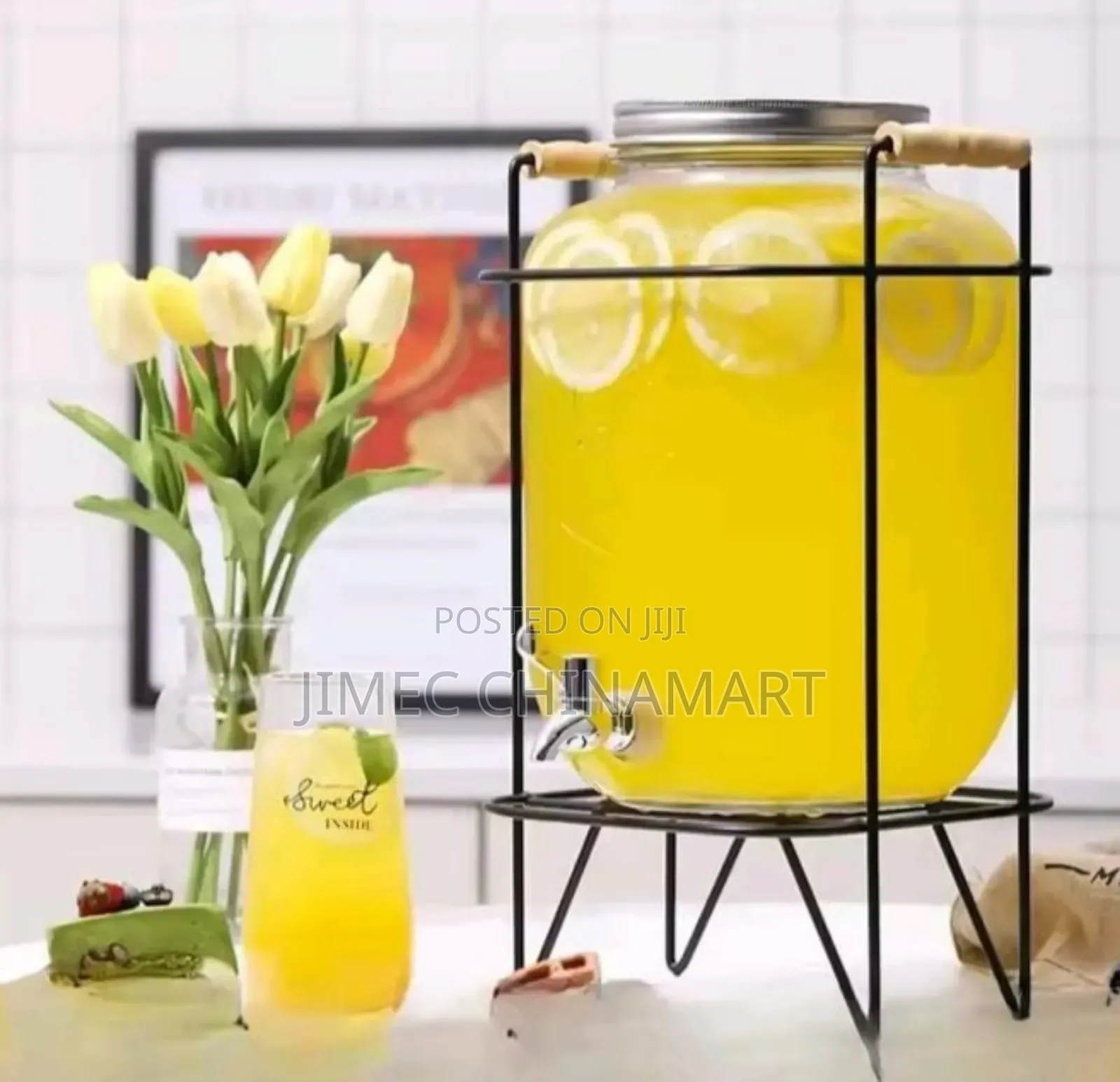 Glass Juice Dispenser With Metallic Stand – 5l 8l