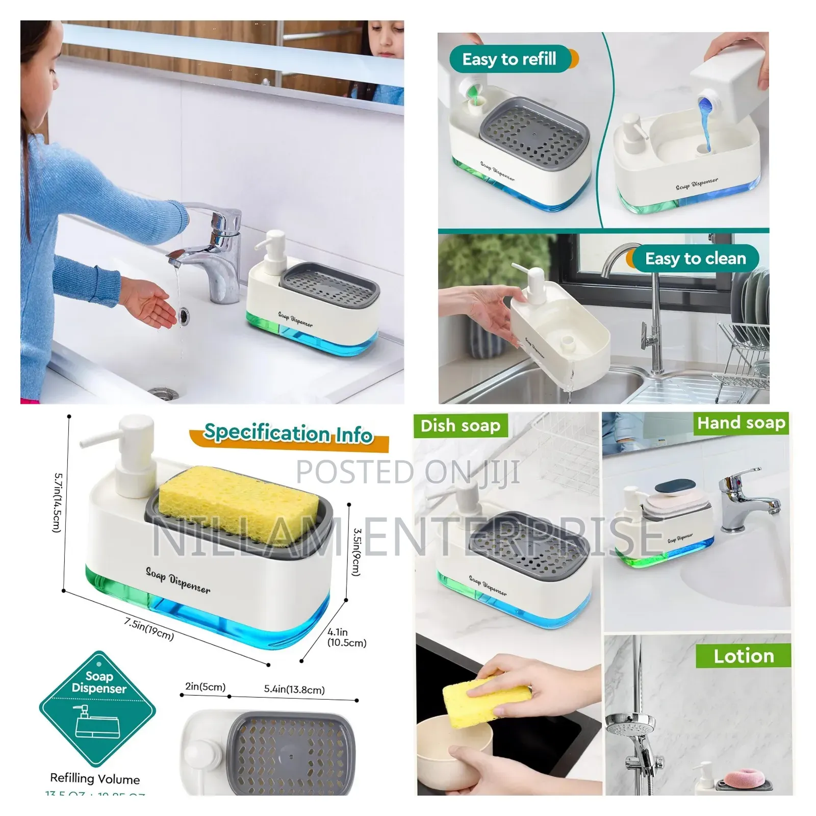 *Hand and Dish Liquid Soap Dispenser Set for Kitchen