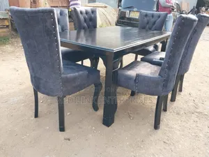 6-Seater Upholstered Chester Dinner Table Set