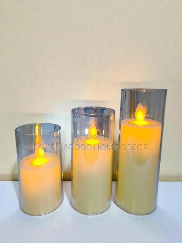 3 Piece Acrylic Candles Decoration Led Plastic Battery Use