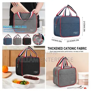 *6l Insulated Square Lunch Bag With Carry Handles,