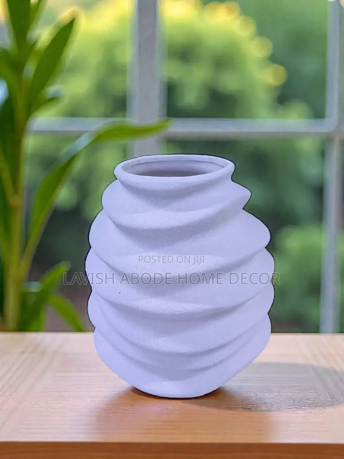 Ceramic Flower Vase Spiral Textured Boho Decor