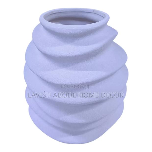 Ceramic Flower Vase Spiral Textured Boho Decor - thumbnail 2