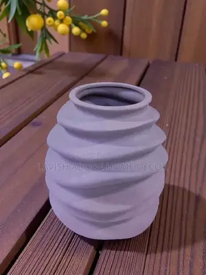 Gray Boho Decorative Flower Vase Textured Spiral Large Size