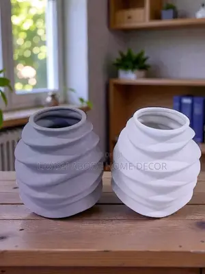 Big Flower Vases Ceramic White, Gray Spiral