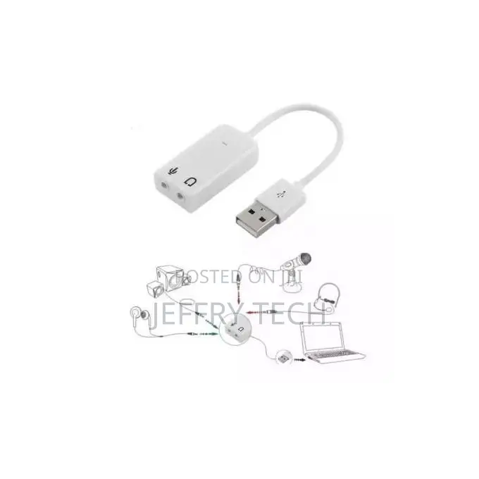 White Usb Sound Card 7.1 Channel Usb Audio Adapter