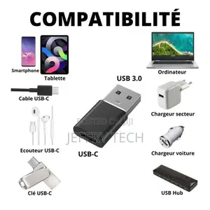 Usb 3.1 Type-C Female to Usb 3.0 a Male Adapter for Mobile Phone - Bla