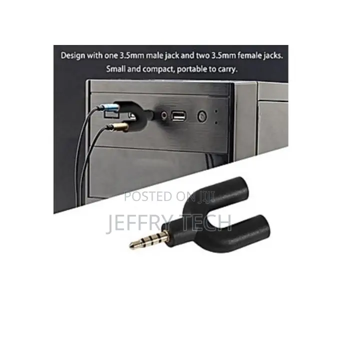 Headphone + Microphone Adapter Uy 3.5mm Male Jack to 2 Female 3.5mm
