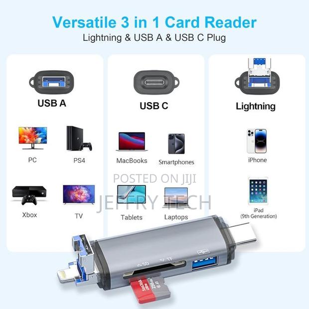 6-in-1 Otg Memory Card Reader – Usb 3.0 Type-C / Lightning / Usb 2.0 T - thumbnail 4