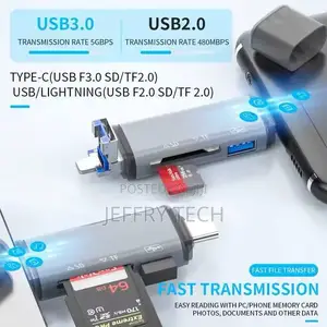 6-in-1 Otg Memory Card Reader – Usb 3.0 Type-C / Lightning / Usb 2.0 T