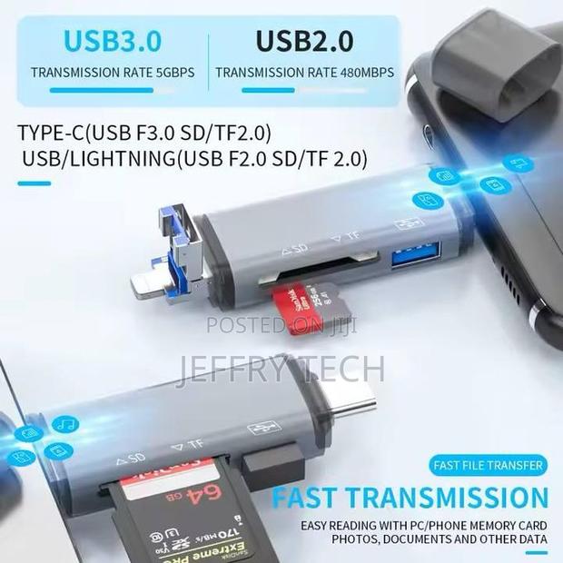 6-in-1 Otg Memory Card Reader – Usb 3.0 Type-C / Lightning / Usb 2.0 T - thumbnail 5