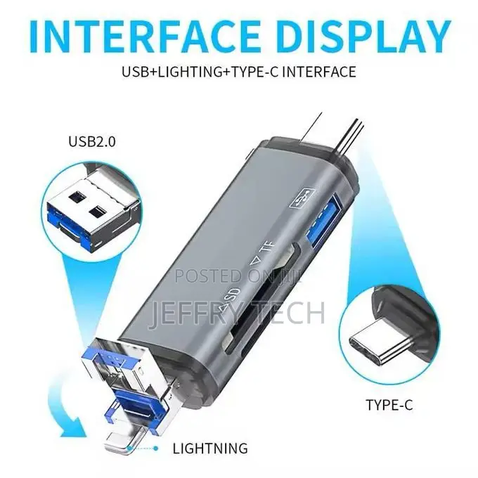 6-in-1 Otg Memory Card Reader – Usb 3.0 Type-C / Lightning / Usb 2.0 T