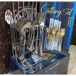 24 Pieces Silver Stainless Steel Cutlery Set