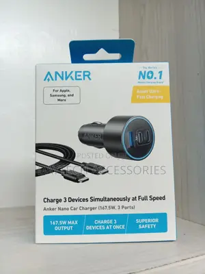 This Is an Anker Nano Car Charger (167.5w, 3 Ports).