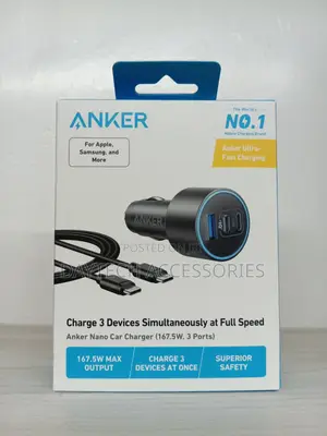 This Is an Anker Nano Car Charger (167.5w, 3 Ports).