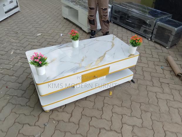 Coffee Table White Gold Marble Top Gold - main view