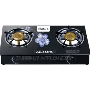 Ailyons, 2 Burner Glass Top Gas Cooker Infrared Double Burner,