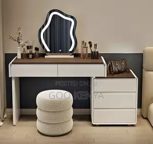 Home Dressing Table;Refined Wooden Vanity Desk With Functional Storage