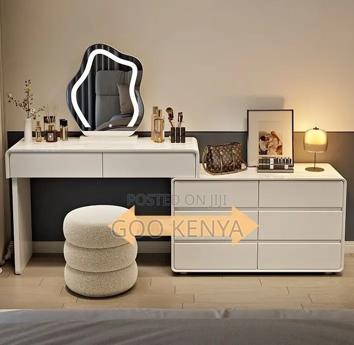 Home Dressing Table;Refined Wooden Vanity Desk With Functional Storage