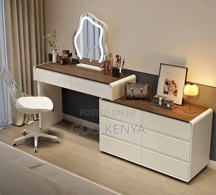 Home Dressing Table;Refined Wooden Vanity Desk With Functional Storage