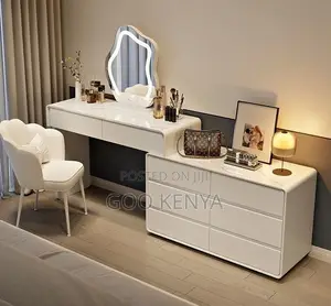Home Dressing Table;Refined Wooden Vanity Desk With Functional Storage