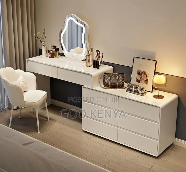 Home Dressing Table;Refined Wooden Vanity Desk With Functional Storage