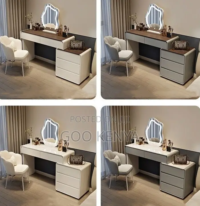 Home Dressing Table;Refined Wooden Vanity Desk With Functional Storage