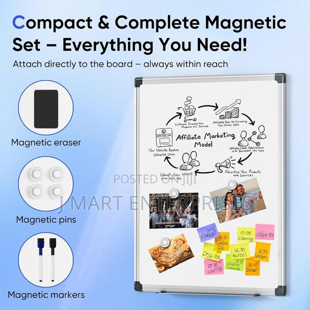 Magnetic Whiteboard For Wall, Dry Erase Board With Silver Frame, - thumbnail 4