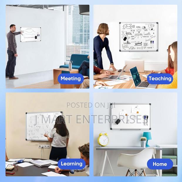 Magnetic Whiteboard For Wall, Dry Erase Board With Silver Frame, - thumbnail 5