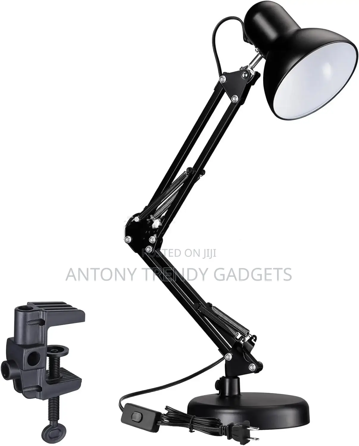 Adjustable Metal Desk Lamp With Clamp Mount & Table Base