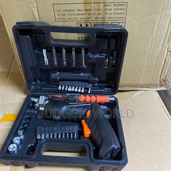 Black Electric Cordless Drill Lithium Battery Tool + 47 Accessories