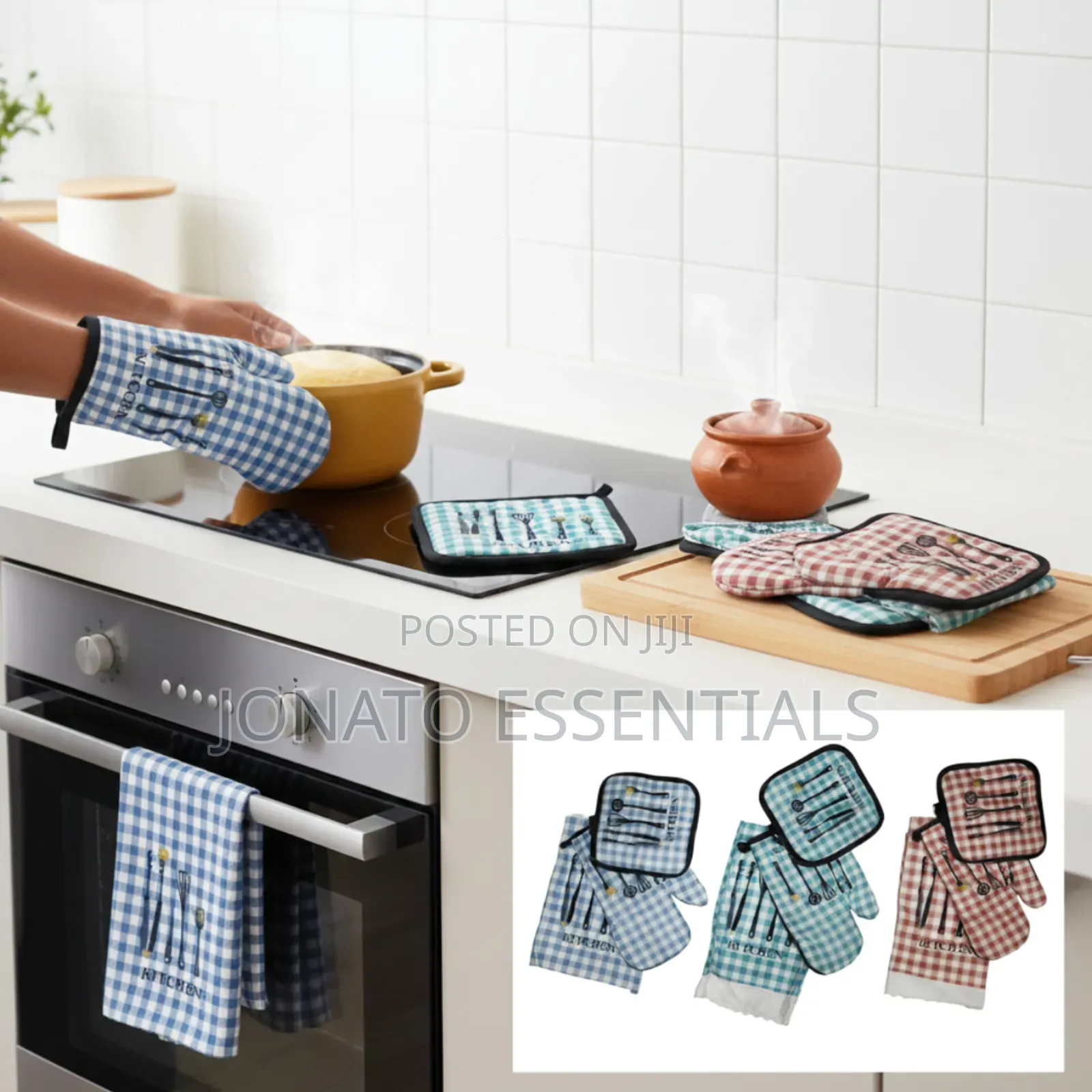 3pcs Oven Gloves Pot Holders Set Kitchen Mitts