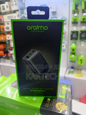 Oraimo 65w Gan Charger – High-Speed Charging for Smartphones Laptops