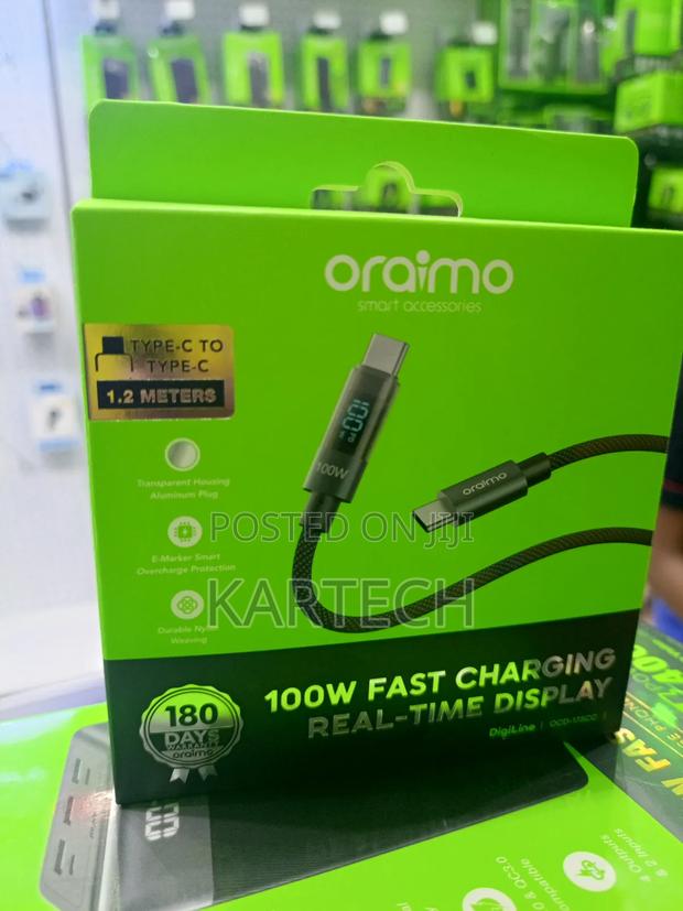 Oraimo Digiline Usb-C to Usb-C 100w Fast Charge Cable – 1.2m - main view