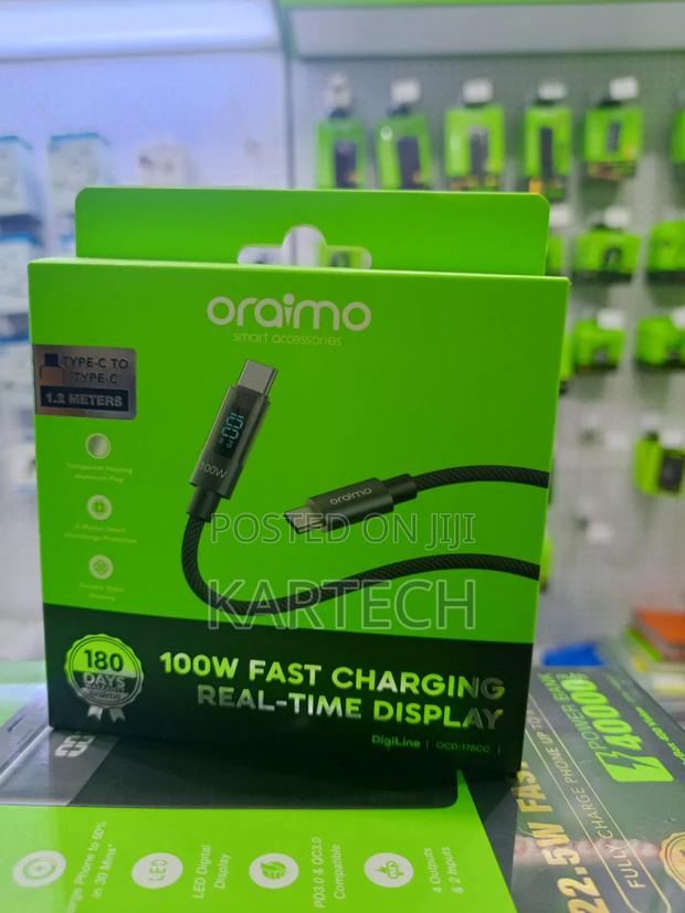 Oraimo Digiline Usb-C to Usb-C 100w Fast Charge Cable – 1.2m - thumbnail 2