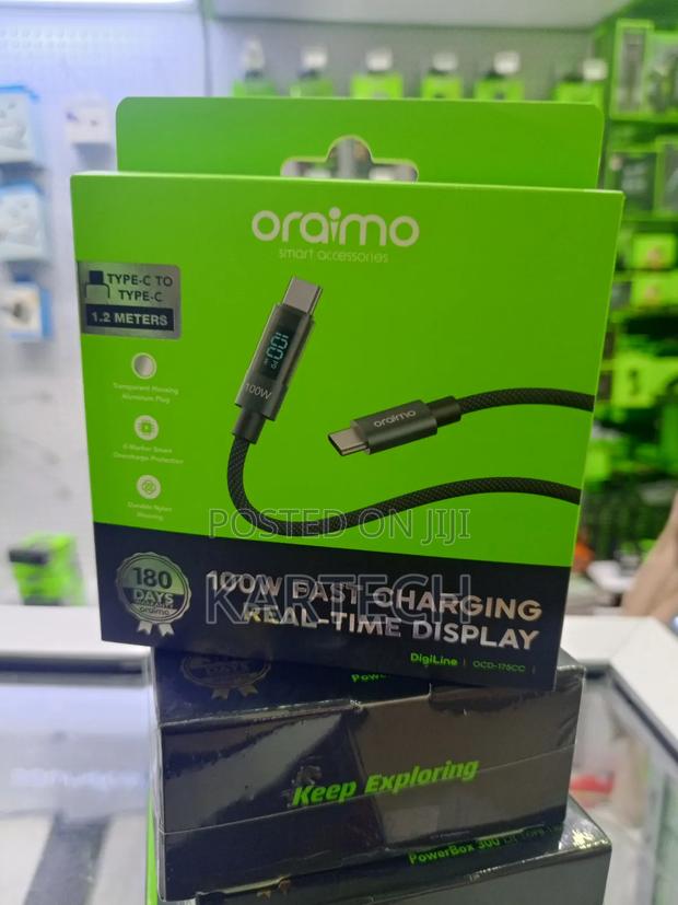 Oraimo 100w Fast Charging Type-C Cable With Real-Time Power Display - thumbnail 2