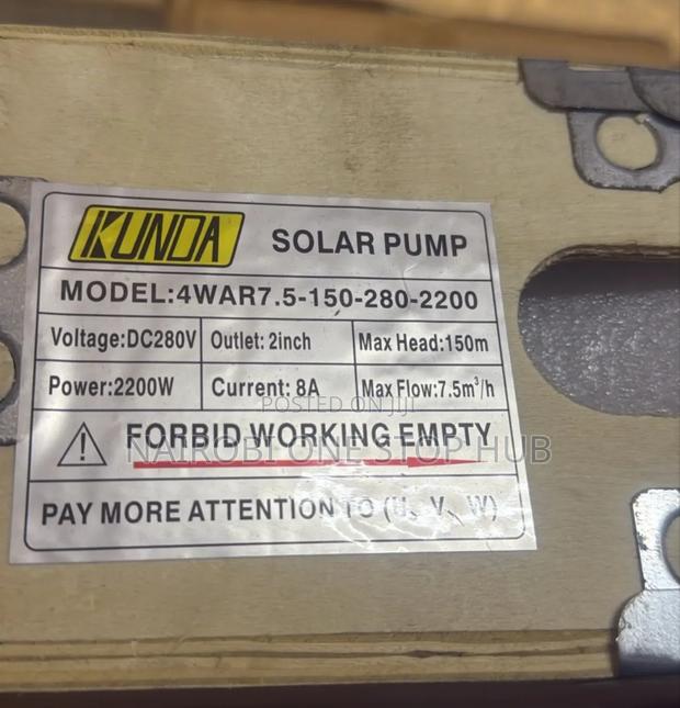 Kunda Solar Submersible Pump(Model 4war7.5-150-280-2200).
