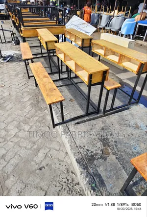 School Desk,3 Seater With Heavy Metal