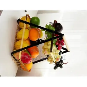 Two Tier Fruit Rack 
Gold Black