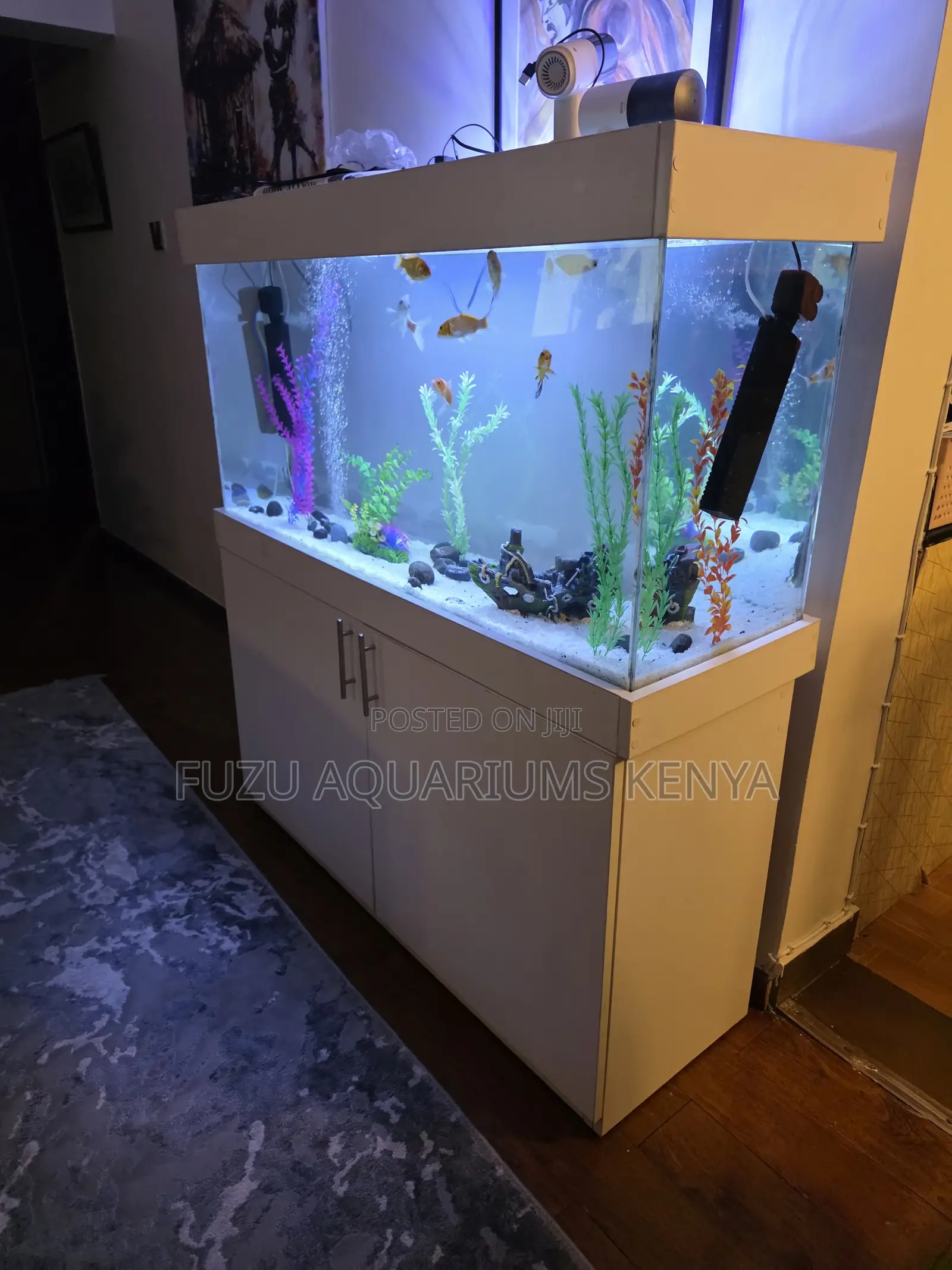Sleek White Aquarium Bundle + Free Fish