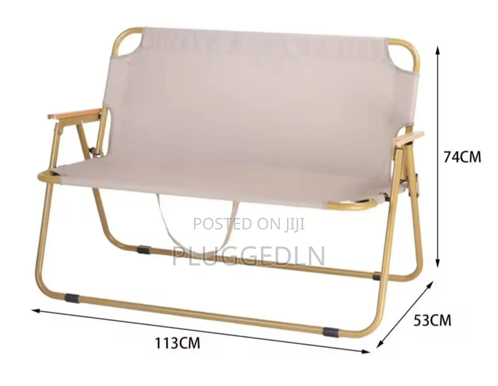 Portable Double Seat Camping Chair With Wood Armrest