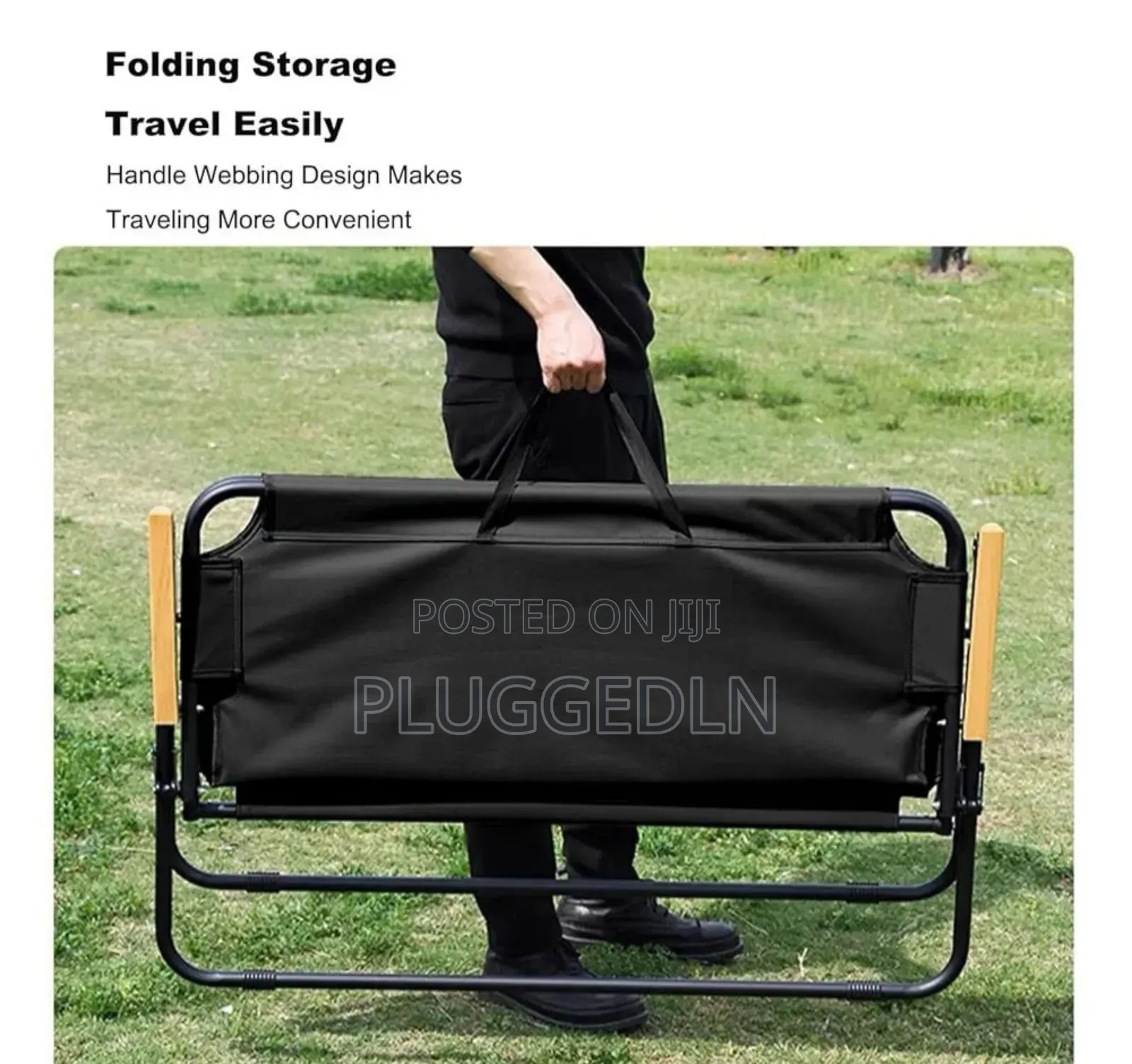 Portable Double Seat Camping Chair With Wood Armrest