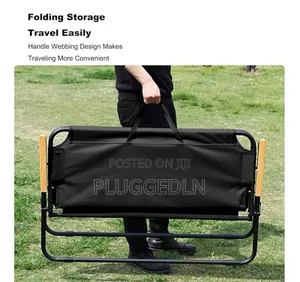 Portable Double Seat Camping Chair With Wood Armrest